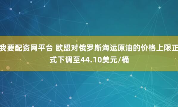 我要配资网平台 欧盟对俄罗斯海运原油的价格上限正式下调至44.10美元/桶